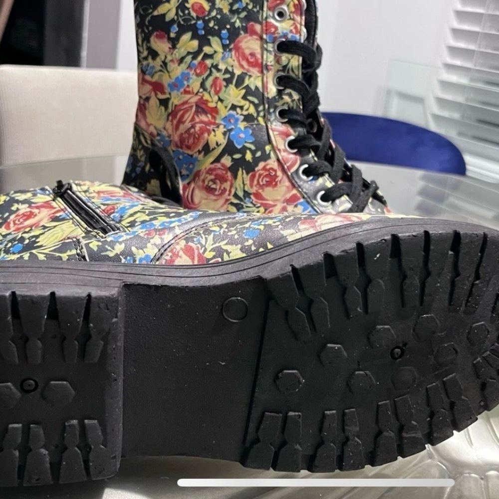 Floral Combat Boots for Women - Picture 7 of 11